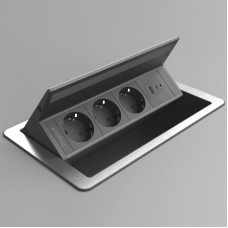 Χωνευτό Πολύπριζο Επίπλου 3 Σούκο με USB & USB type C 20W 9125D